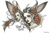trauma and pain tattoo addiction lost girl inner child tattoo design idea