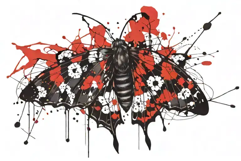 moths with slight  red highlights  tattoo design idea