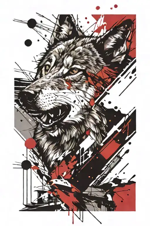 lone wolf face line tattoo tattoo design idea