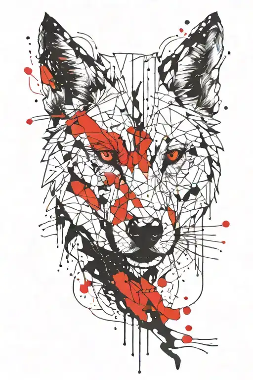 wolf face line and dots tattoo design tattoo design idea