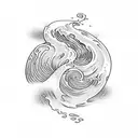waves suminagashi full forearm tattoo design idea