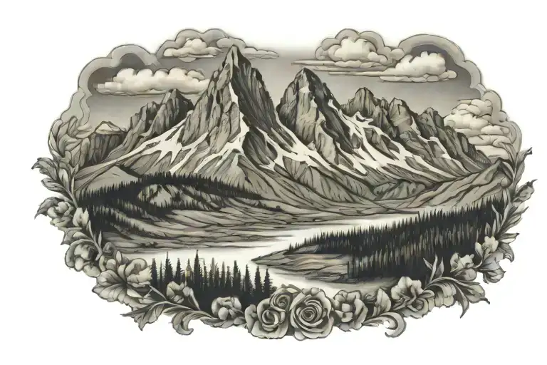 crested butte, Colorado mountains tattoo design idea