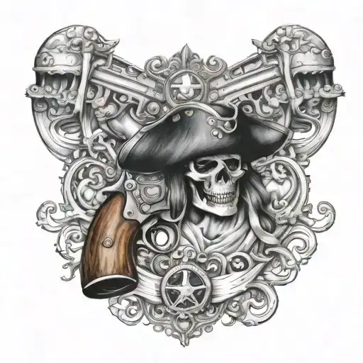 pirate guns tattoo design idea