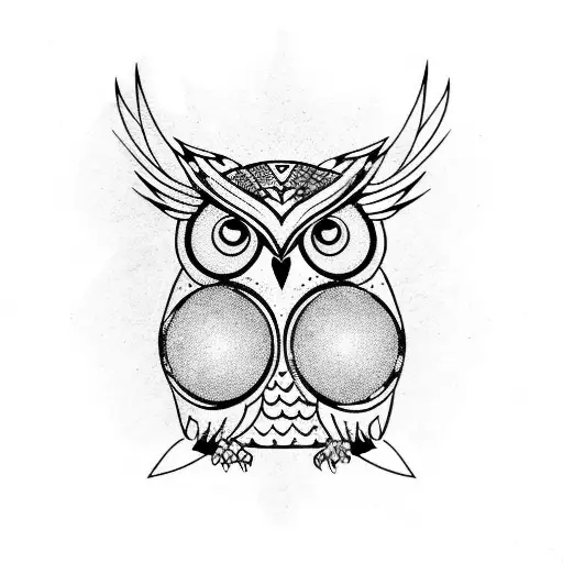 owl silhouete with hypno eyes tattoo design idea