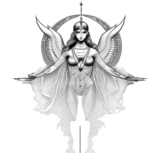 goddess nike full body tattoo design idea