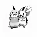 ash and pikachu hugging tattoo design idea