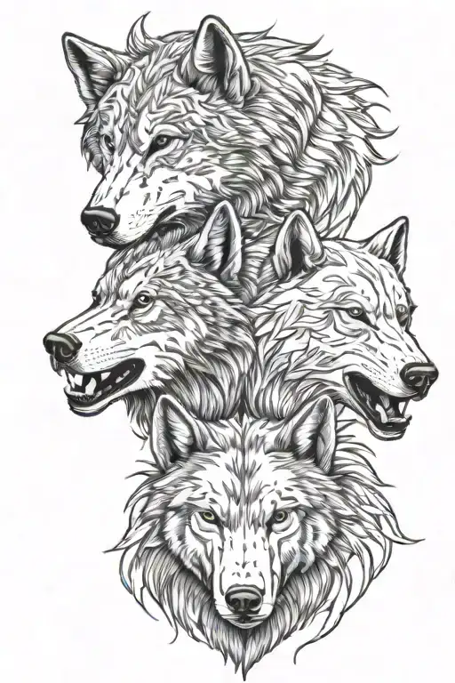 wolf head and bear head tattoo design idea