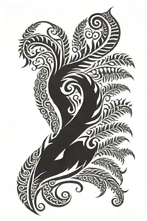 maroi silver fern surround tattoo design idea