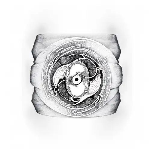 bracelet with ying yang ghost charm tattoo design idea