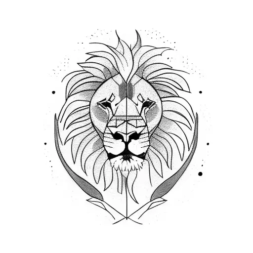 a lion Holding a fish tattoo design idea