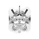 samurai with a fu dog tattoo design idea