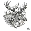 deer and fish hook crossed tattoo design idea