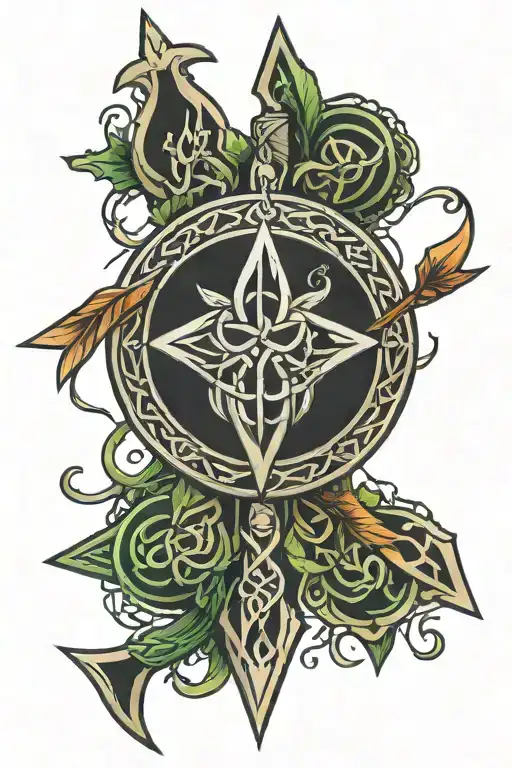 celtic trinity knot arrow design tattoo design idea