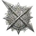 celtic arrow with runes on end tattoo design idea