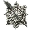 celtic arrow with runes on end tattoo design idea
