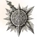 celtic arrow with runes on end tattoo design idea