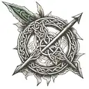 celtic arrow with runes on end tattoo design idea