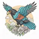 Andean Condor with colorful wings of blues and pruples tattoo design idea