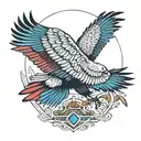 Andean Condor with colorful wings of blues and pruples tattoo design idea