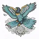 Andean Condor with colorful wings of blues and pruples tattoo design idea