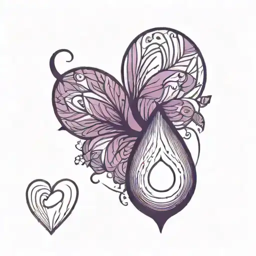 A minimalist tattoo of a purple raindrop merging into a heart shape, symbolizing the love and nurturing nature of a mother tattoo design idea