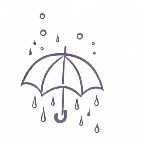 A minimalist tattoo of a purple umbrella with raindrops falling around it, representing protection and care, perfect for a mom tattoo design idea