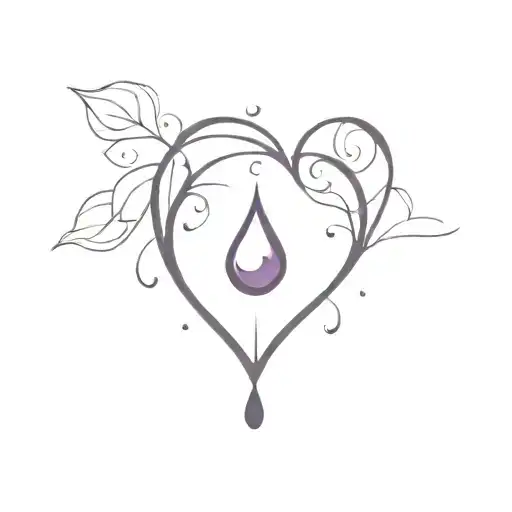 A minimalist tattoo of a purple raindrop merging into a heart shape, symbolizing the love and nurturing nature of a mother tattoo design idea