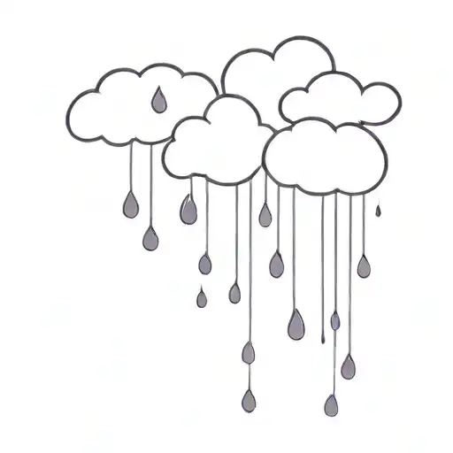 A minimalist tattoo of a purple rain cloud with tiny raindrops falling, symbolizing the calming and peaceful nature of rain tattoo design idea