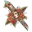 comic strip patchwork sleeve tattoo design idea