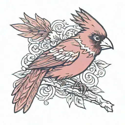 one piece red cardinal tattoo design idea
