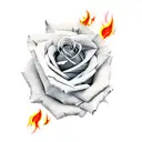 roses with fire tattoo design idea