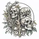 f with skulls and family tree tattoo design idea