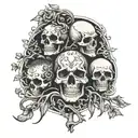 f with skulls and family tree tattoo design idea