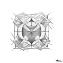 A square with a hatched contour. You find a single symbol in the middle of it that represents some kind of magic. tattoo design idea