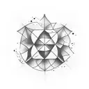 A square with a hatched contour. You find a single symbol in the middle of it that represents some kind of magic. tattoo design idea