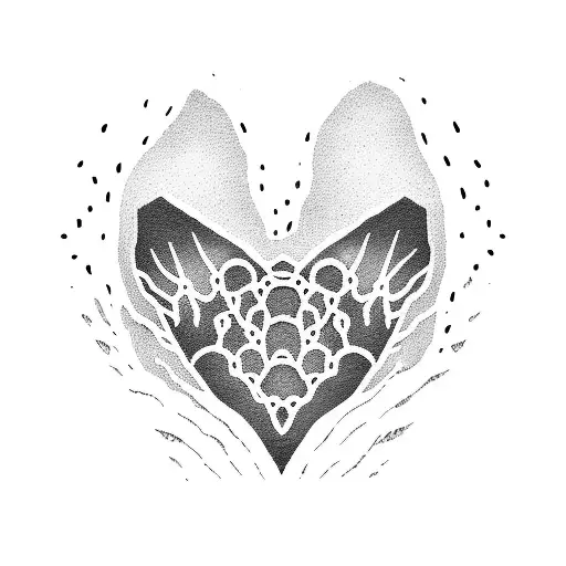 A dotwork tattoo of a stylized heartbeat line with a hiking boot and a dog paw print intersecting at the peak, representing your passions for hiking and dogs tattoo design idea