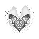 A dotwork tattoo of a stylized heartbeat line with a hiking boot and a dog paw print intersecting at the peak, representing your passions for hiking and dogs tattoo design idea