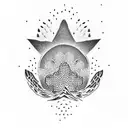 A dotwork tattoo of a stylized heartbeat line with a hiking boot and a dog paw print intersecting at the peak, representing your passions for hiking and dogs tattoo design idea