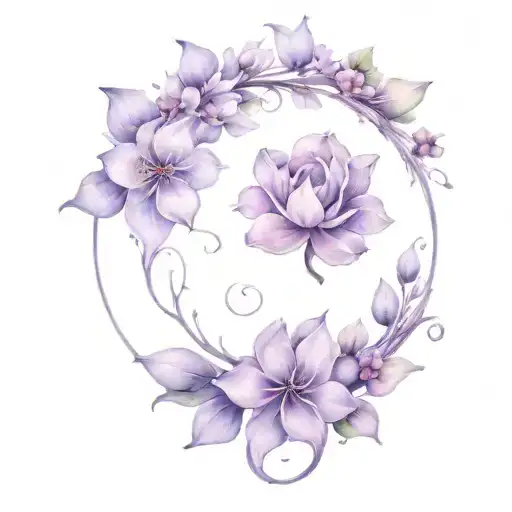 womb tattoo with lilac flower tattoo design idea