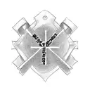 A cross with my mom my dad who is a cop and a cancer logo all on the same arm from when my mom beat cancer tattoo design idea