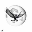 icarus falling with full moon tattoo design idea