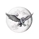 icarus falling with full moon tattoo design idea