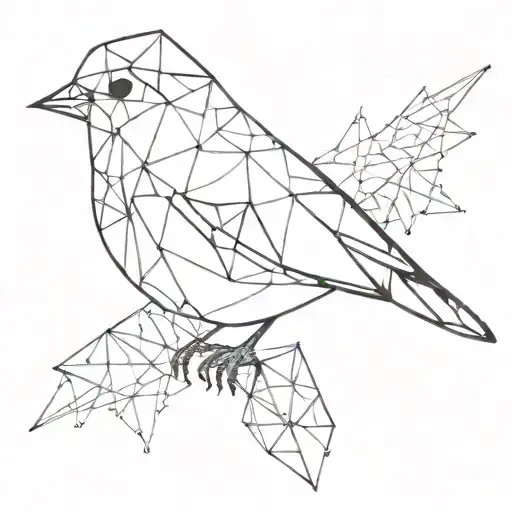 A bird made up of intricate geometric star patterns tattoo design idea