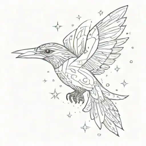 A constellation of stars forming the shape of a thunderbird tattoo design idea