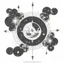 A celestial map with the Castor and Pollux constellation leading the way through a sea of St. Elmo's Fire tattoo design idea