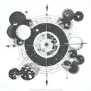 A celestial map with the Castor and Pollux constellation leading the way through a sea of St. Elmo's Fire tattoo design idea