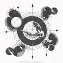 A celestial map with the Castor and Pollux constellation leading the way through a sea of St. Elmo's Fire tattoo design idea