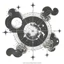 A celestial map with the Castor and Pollux constellation leading the way through a sea of St. Elmo's Fire tattoo design idea