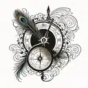 peacock feather turning into a compass   tattoo design idea