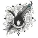 peacock feather turning into a compass   tattoo design idea